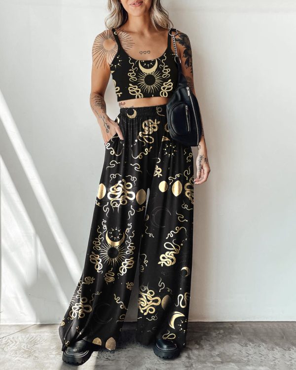 Solar Golden Snakes Printed Three Pieces Pant Set - Image 2