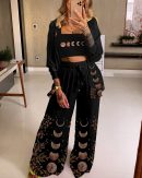 Magical Moon Flower Garden Long-Sleeved Three-Piece Set