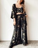 Solar Golden Snakes Printed Three Pieces Pant Set