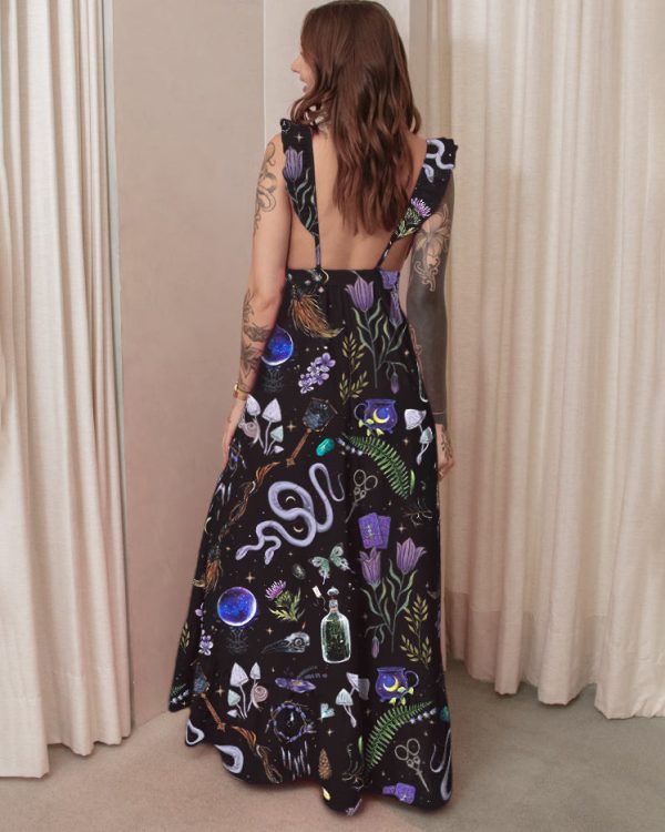 Witchery Snake Amethyst Printed Ruff Halter Maxi Dress - Image 2