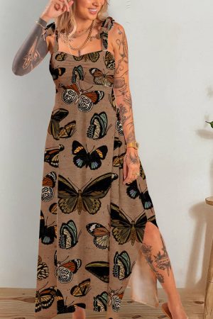 Fantastic Butterfly Printed Maxi Dress