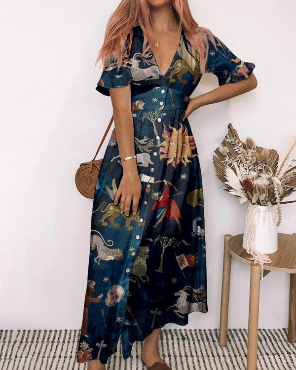 Mythical Print Button Up Maxi Dress - Image 2