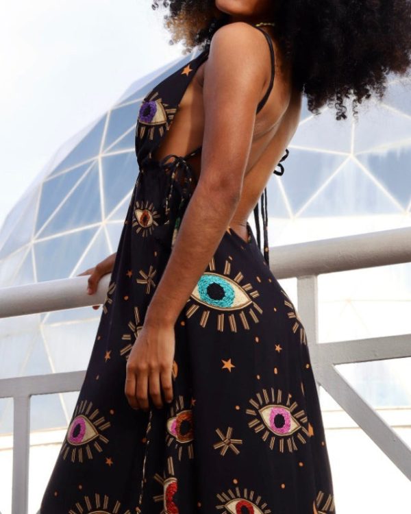 The Stars & Attentive Eyes Printed V-Neck Halter Dress - Image 4