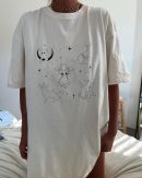 Fantasy Cats Witch Printed Casual Oversized T-shirt