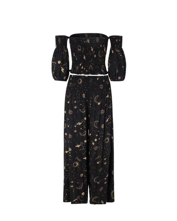 Golden Starry Sky Printed Two-Piece Set - Image 4