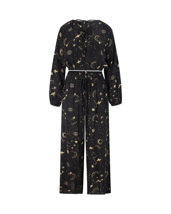 Starry Sky Print Casual Two-Piece Set - Image 4