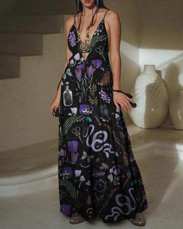 Witchery Snake Amethyst Printed V-neck Maxi Dress